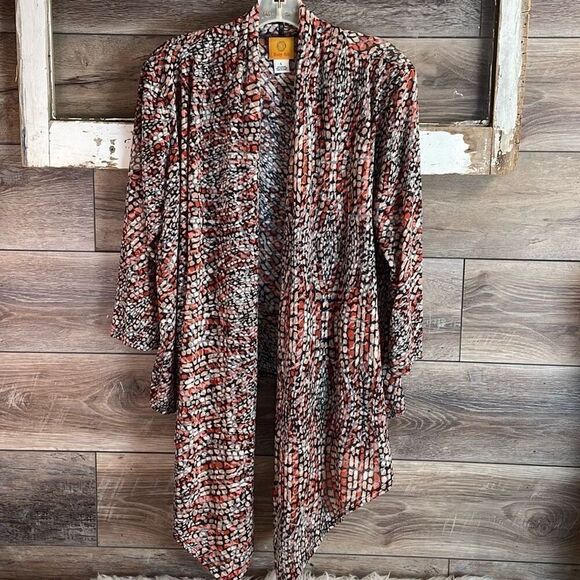 RUBY RD Ladies Lightweight Open Face Asymetrical Fall Color Cardigan Size L - Picture 2 of 6